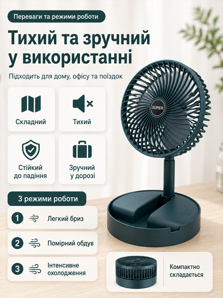 Компактний складаний вентилятор